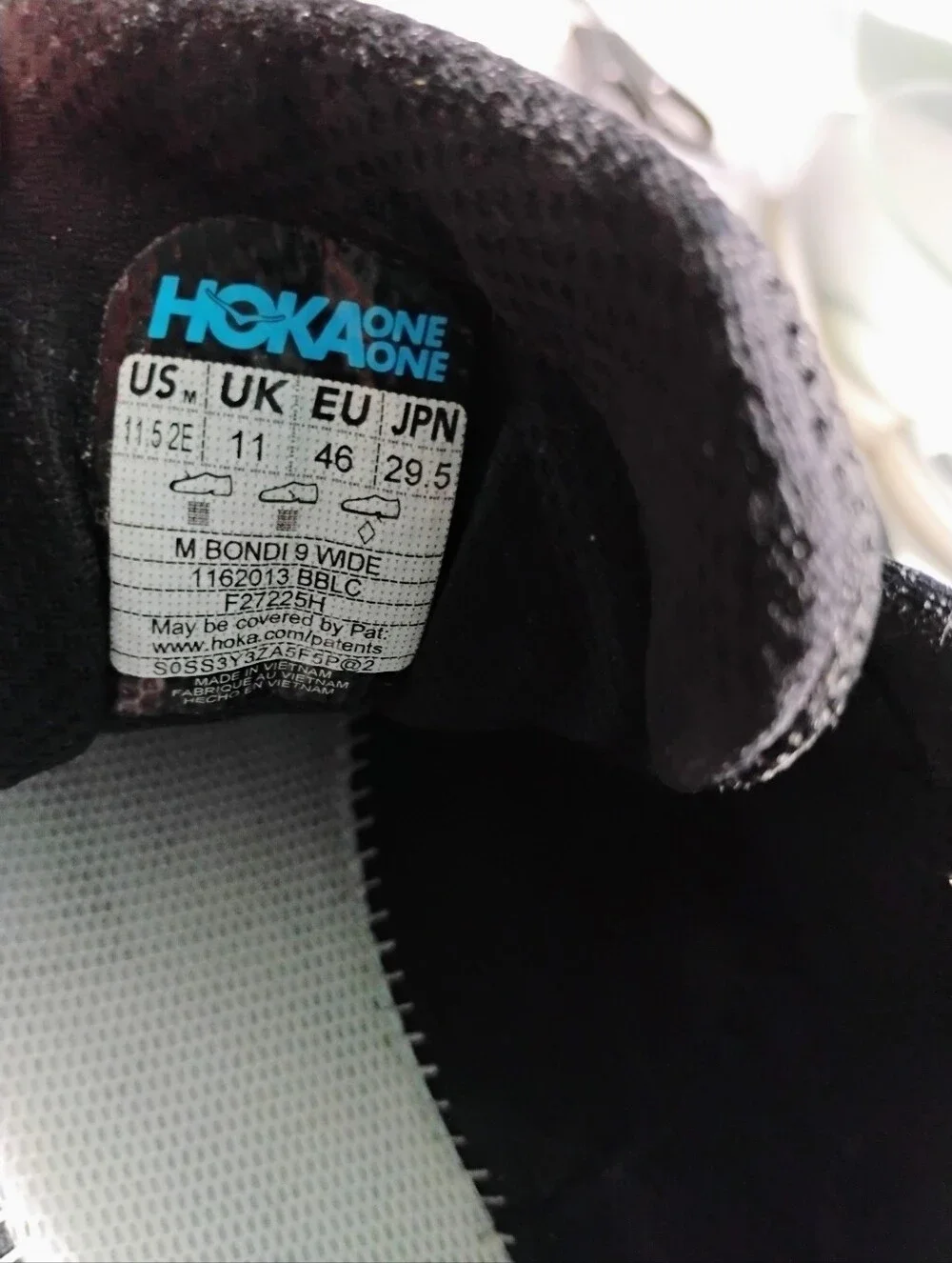Hoka Bondi 9 Men's Size 11.5 2E Wide Black Running Shoes Sneakers